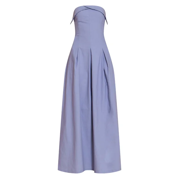 Bleu Clair Robe Mi-longue Plissée À Bustier