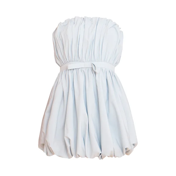 Bleu Clair Robe Mini Bouffante À Pois Avec Nœud