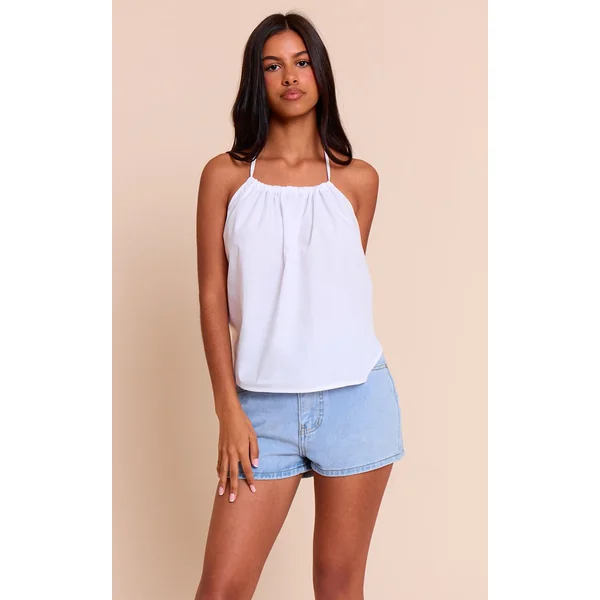 Bleu Clair Short Basique Taille Haute Petite