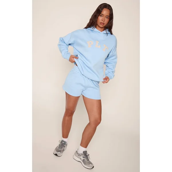 Bleu Clair Short Molleton Logo PLT Contrasté