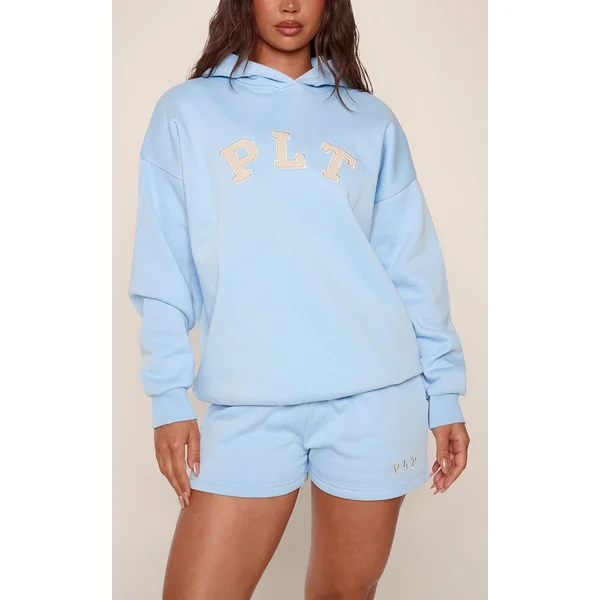 Bleu Clair Short Molleton Logo PLT Contrasté