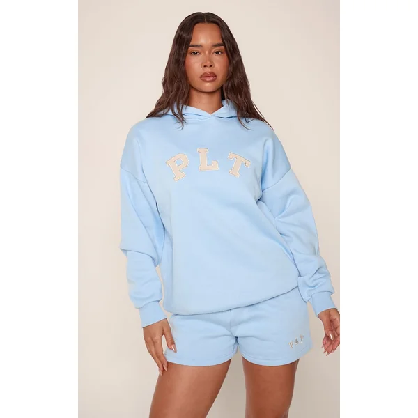 Bleu Clair Short Molleton Logo PLT Contrasté