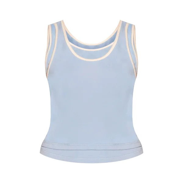 Bleu Débardeur Extensible Doux À Détails Contrastés
