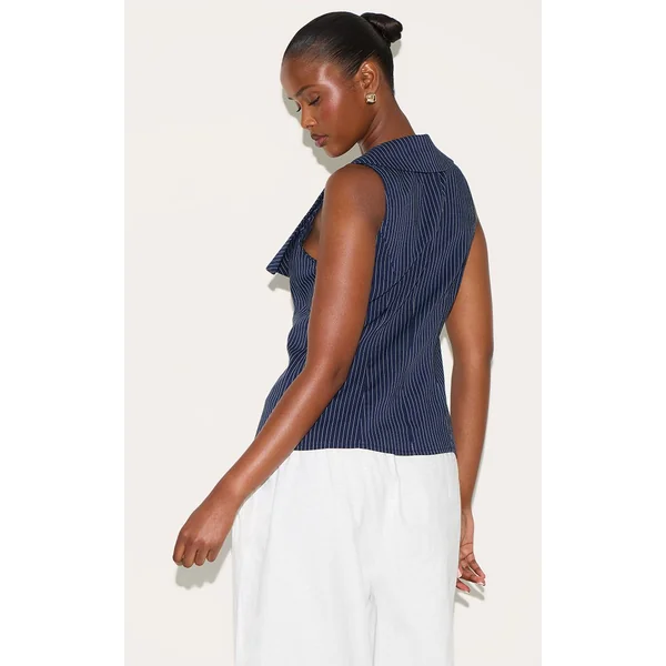 Bleu Gilet En Coton À Rayures