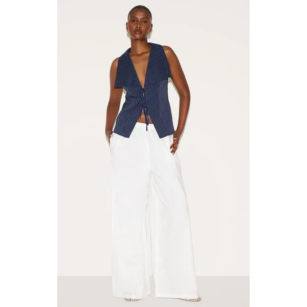 Bleu Gilet En Coton À Rayures
