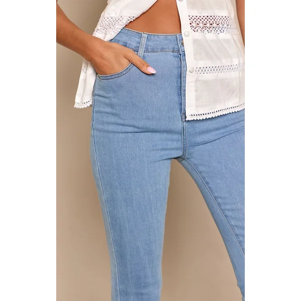 Bleu Jean Évasé Stretch À 5 Poches