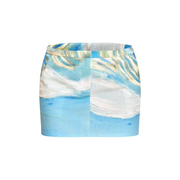 Bleu Jupe Courte Imprimée