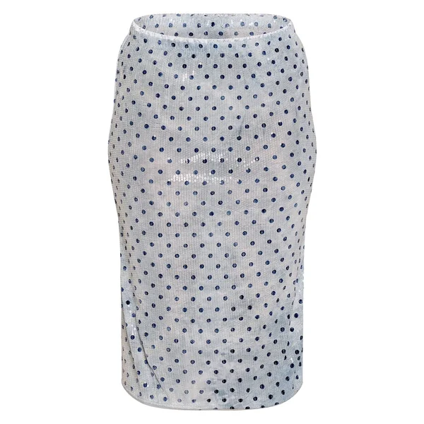 Bleu Jupe Midaxi À Pois Avec Détails De Dentelle Et Sequins
