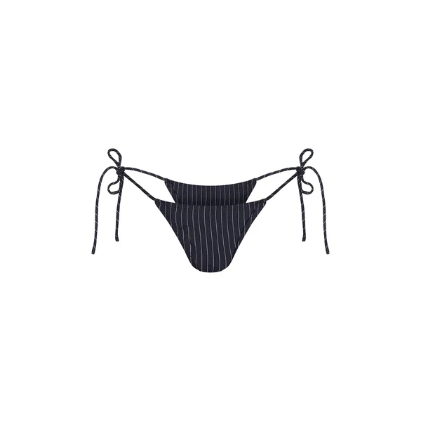 Bleu Marine Bas De Bikini À Fines Rayures Avec Liens Sur Les Côtés