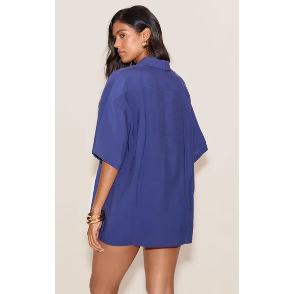 Bleu Marine Ensemble Coordonné Chemise Boutonnée