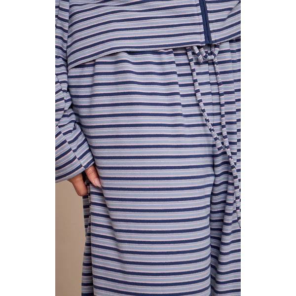 Bleu Marine Ensemble Coordonné Jogging Jambe Droite En Molleton Doux Rayé Grande Taille