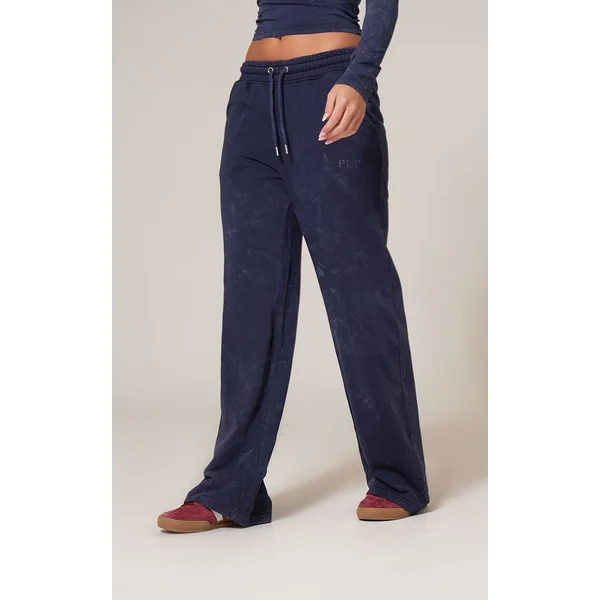 Bleu Marine Joggers Larges Oversize Effet Délavé