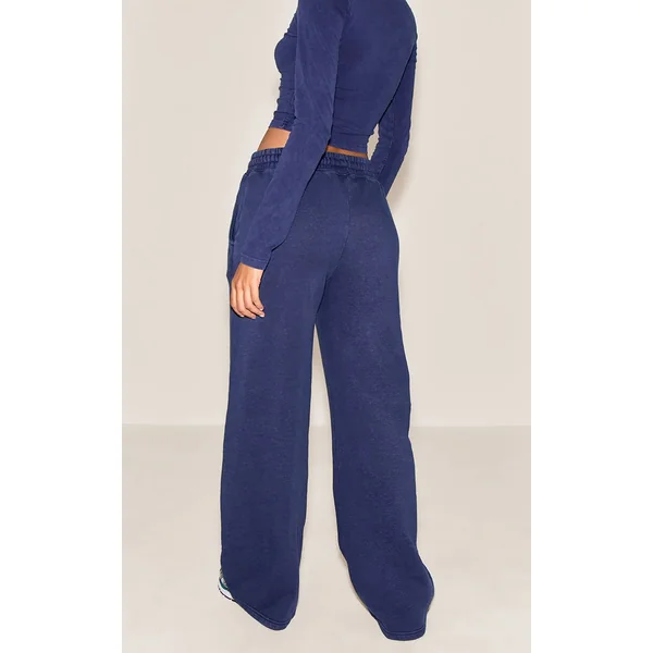 Bleu Marine Joggers Larges Oversize Effet Délavé