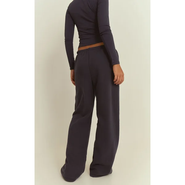 Bleu Marine Joggers Larges PLT Studio Avec Impression Bouffante