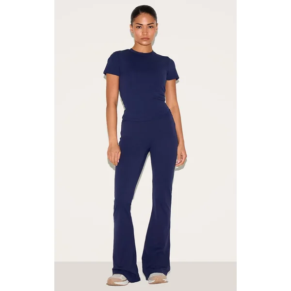 Bleu Marine Pantalon De Yoga Évasé Taille Haute Sculptant Petite