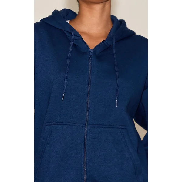 Bleu Marine Sweat À Casynthétiqueche Oversize Zippé Avec Détails De Coutures