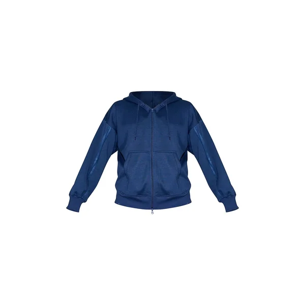 Bleu Marine Sweat À Casynthétiqueche Oversize Zippé Avec Détails De Coutures