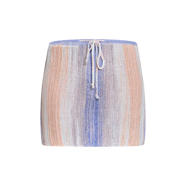 Bleu Mini-jupe En Maille Rayée Petite