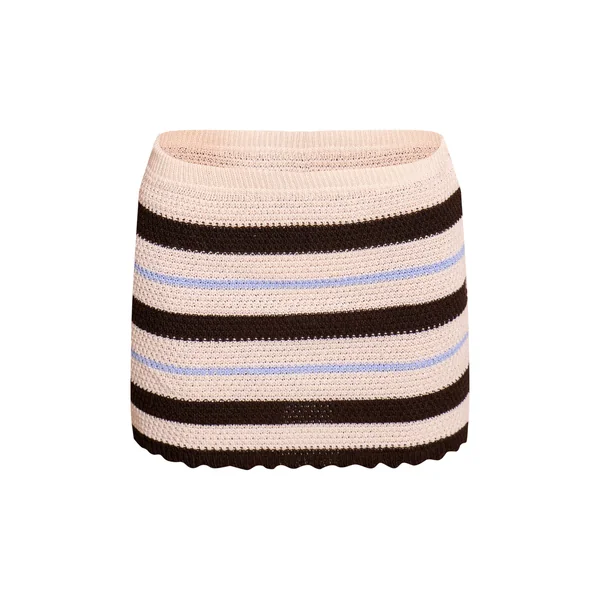 Bleu Mini-jupe Rayée Au Crochet
