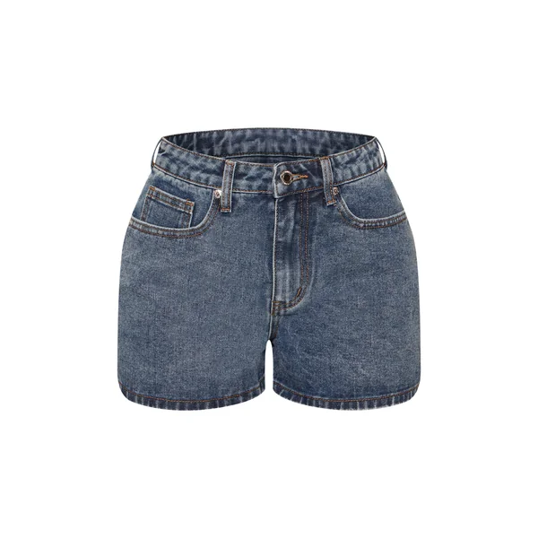 Bleu Moyen Délavé Short Mom Taille Haute Petite