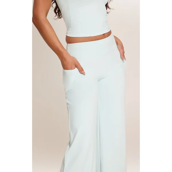 Bleu Pantalon De Yoga Droit Sculptant