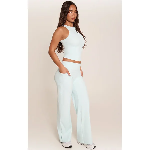 Bleu Pantalon De Yoga Droit Sculptant