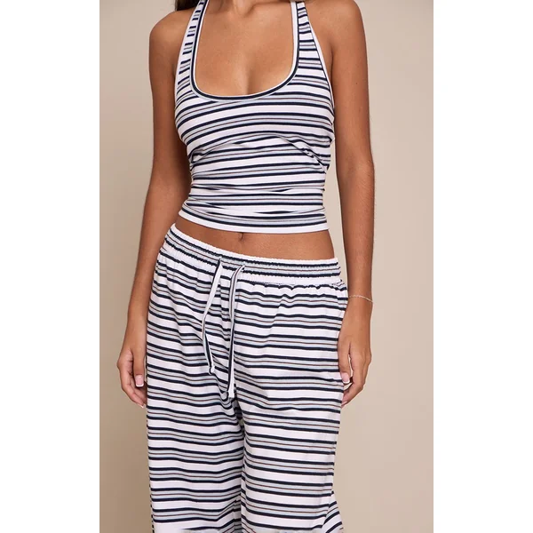 Bleu Pantalon Rayé Petite