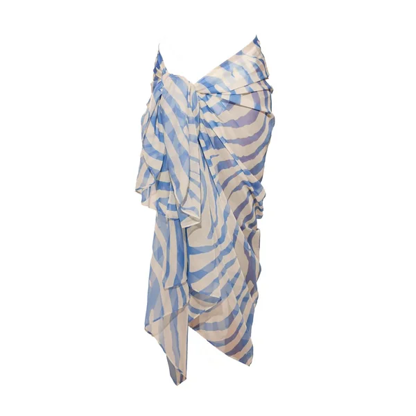 Bleu Paréo Maxi Transparent Imprimé Effet Soie