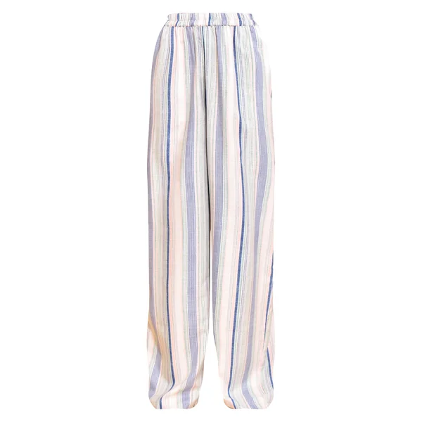 Bleu Pâle Pantalon Large À Rayures Fines Effet Lin