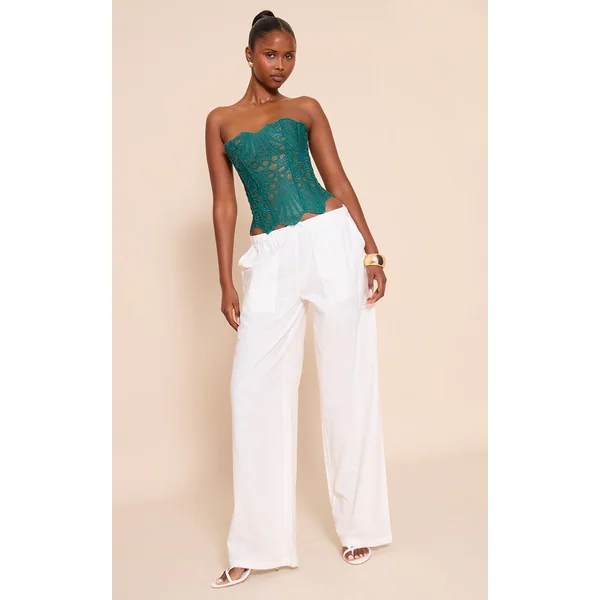 Bleu Sarcelle Corset En Dentelle Florale Transparente Texturée