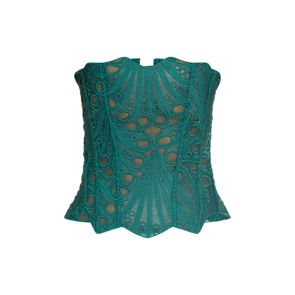 Bleu Sarcelle Corset En Dentelle Florale Transparente Texturée