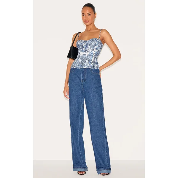 Bleu Top Corset Structuré