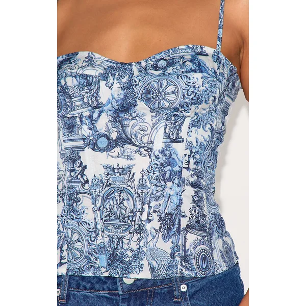 Bleu Top Corset Structuré