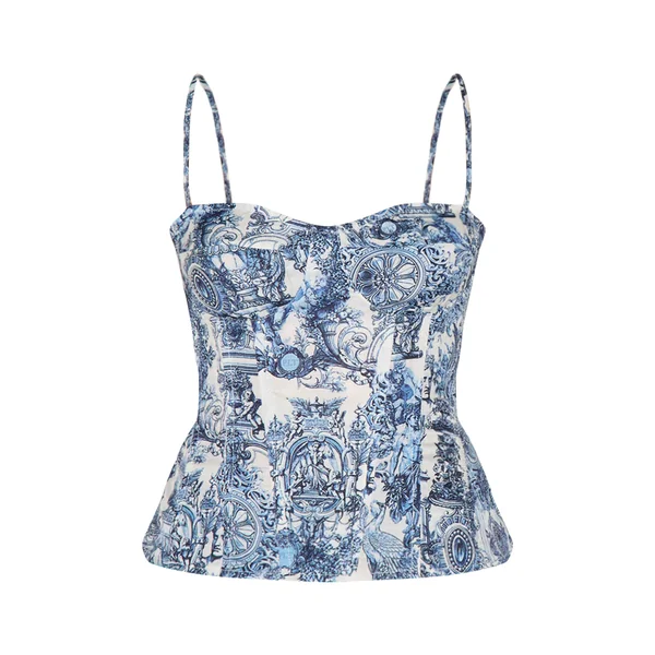 Bleu Top Corset Structuré