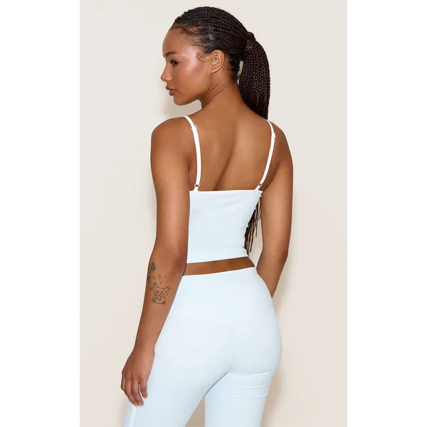 Bleu Top De Sport Petite À Bretelles Contrastées Sculptant