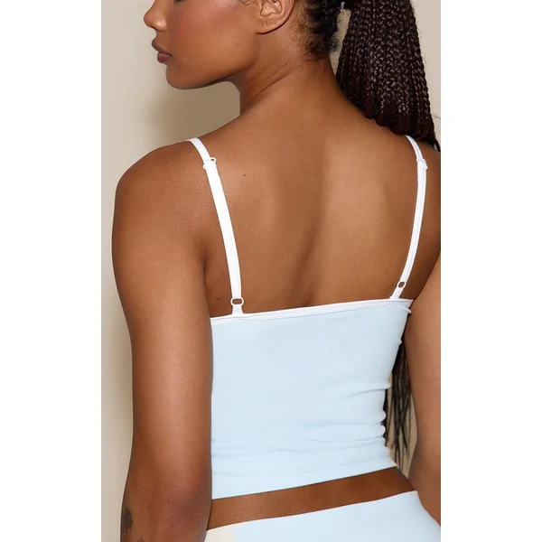 Bleu Top De Sport Petite À Bretelles Contrastées Sculptant