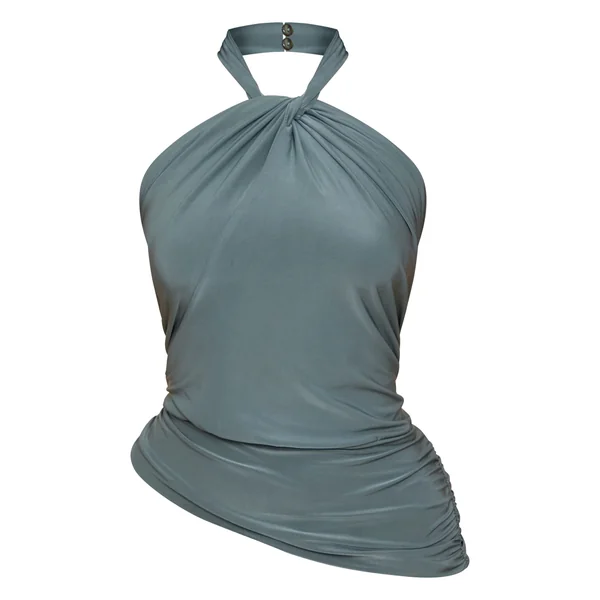 Bleu-vert Haut Dos-nu À Torsade Double En Jersey Slinky