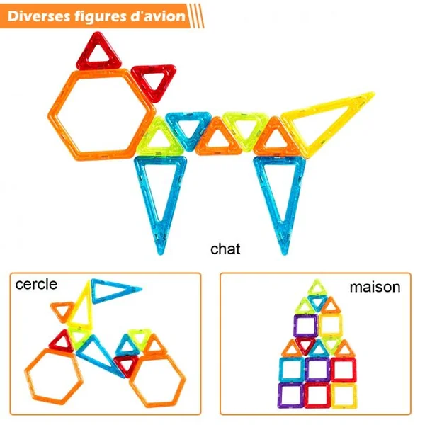 Blocs de Construction Magnétiques 106 Pièces pour Enfants Mini Jeux Construction Aimanté Éducatifs en ABS Multicolore