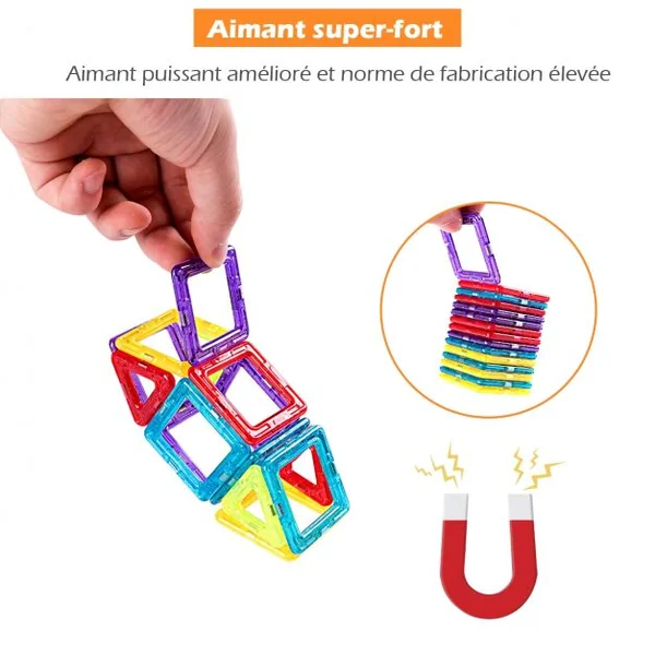 Blocs de Construction Magnétiques 106 Pièces pour Enfants Mini Jeux Construction Aimanté Éducatifs en ABS Multicolore