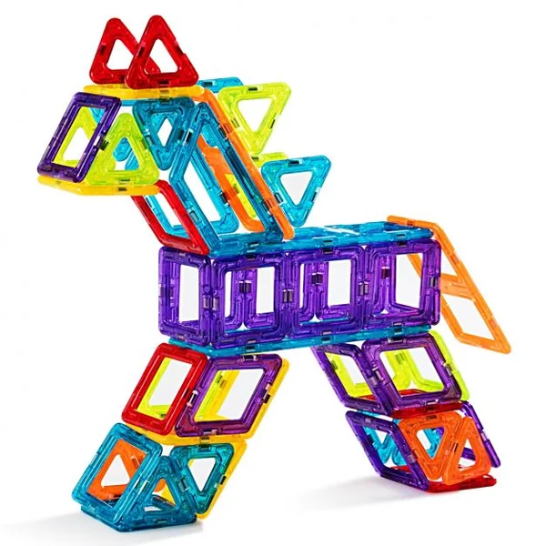 Blocs de Construction Magnétiques 106 Pièces pour Enfants Mini Jeux Construction Aimanté Éducatifs en ABS Multicolore