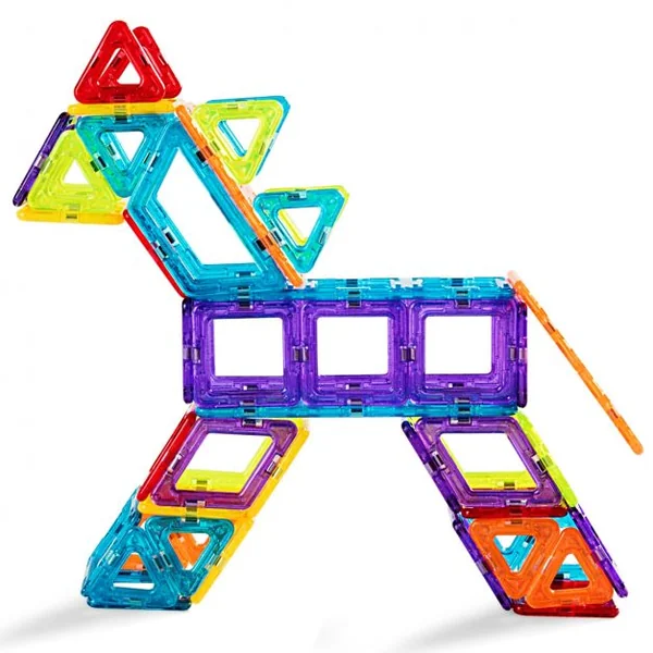 Blocs de Construction Magnétiques 106 Pièces pour Enfants Mini Jeux Construction Aimanté Éducatifs en ABS Multicolore