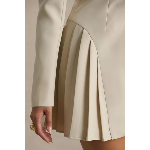 Blossoming | Mini-robe nude ajustée à décolleté plongeant et plis
