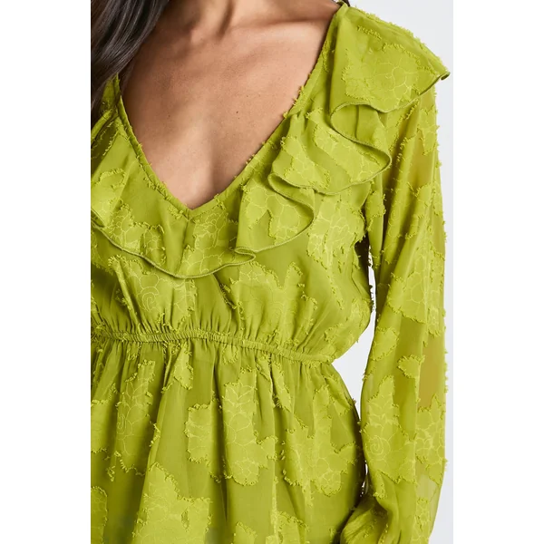 Blouse Burnout florale à manches d'ange