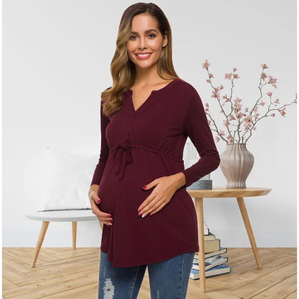 Blouse de grossesse et d'allaitement - Noir/Rose/Bordeaux