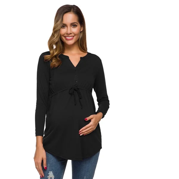 Blouse de grossesse et d'allaitement - Noir/Rose/Bordeaux