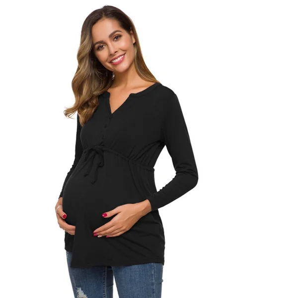Blouse de grossesse et d'allaitement - Noir/Rose/Bordeaux