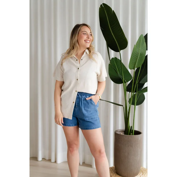 Blouse en lin - beige