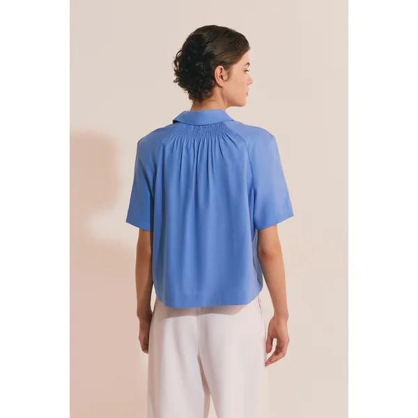 Blouse à manches courtes en lin mélangé