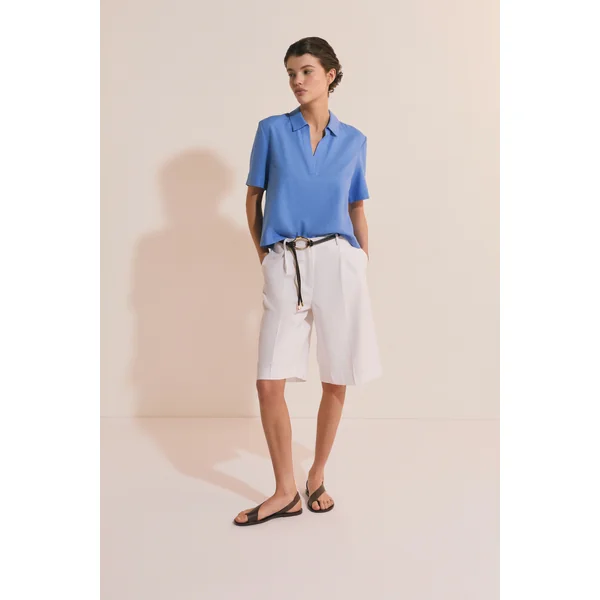 Blouse à manches courtes en lin mélangé