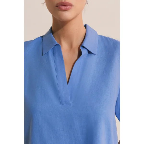 Blouse à manches courtes en lin mélangé